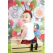 White Baby Pettitop Red Rosettes Beetle Print & Black Bow Red Black Dots Satin Bloomers & Beetle Headband BC202